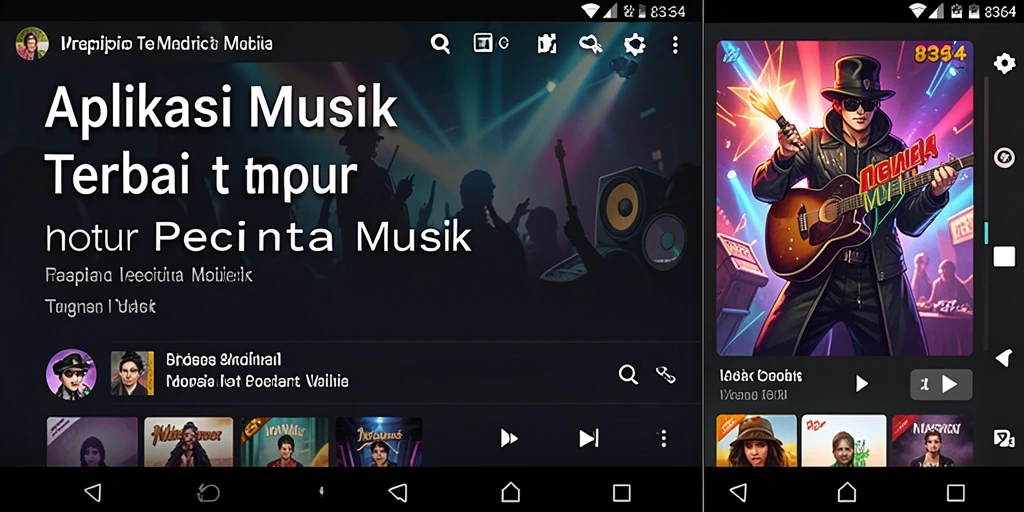 Tampilan utama 8364 dengan berbagai pilihan musik untuk dinikmati.