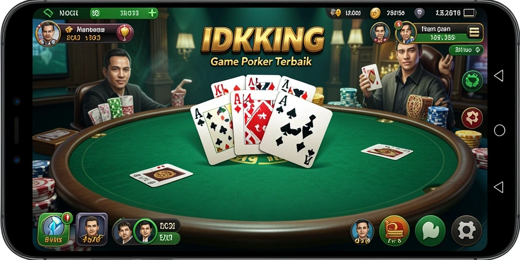 Screenshot utama IDRKING menampilkan aksi seru permainan Poker.