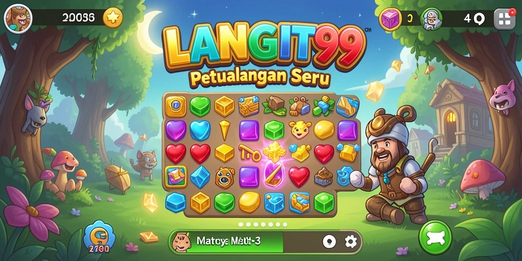 Screenshot LANGIT99 menunjukkan keseruan saat mencocokkan permata di level yang berwarna-warni.