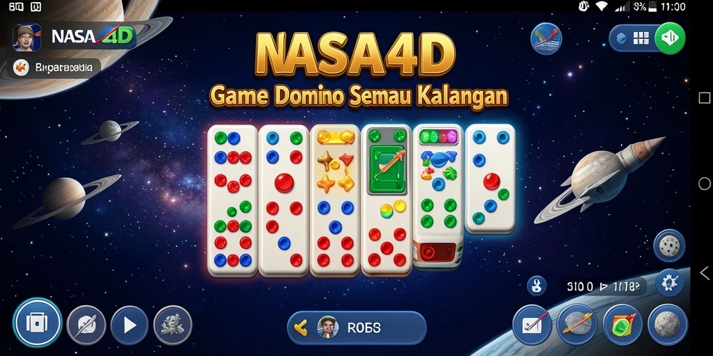 Screenshot gameplay NASA4D menampilkan keseruan bermain Domino secara interaktif.